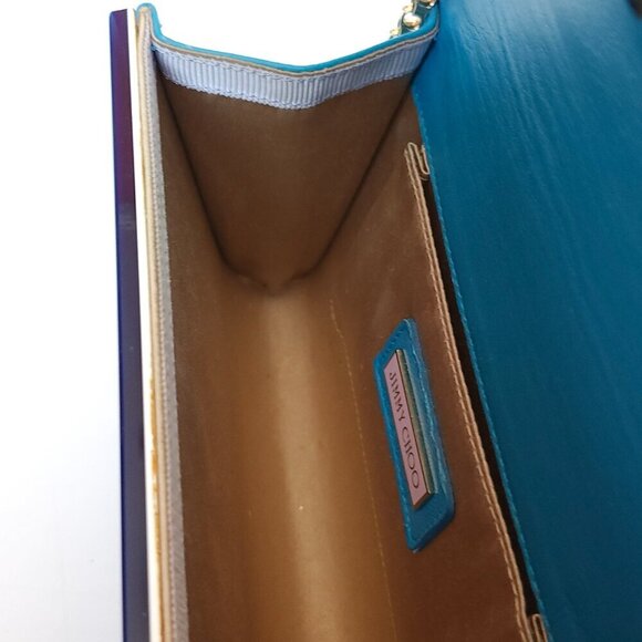 STUNNING JIMMY CHOO CANDY CLUTCH In Bright Blue Hard Body Acrylic Purse - Picture 5 of 14